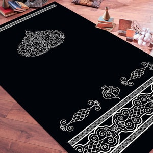 Luxury Muslim Prayer Rug, Sajada, Shaped Prayer Rug, Islamic Prayer Mat, Shaped, Prayer Mat, Fringes Decorative Rug, Fringed Designer Carpet