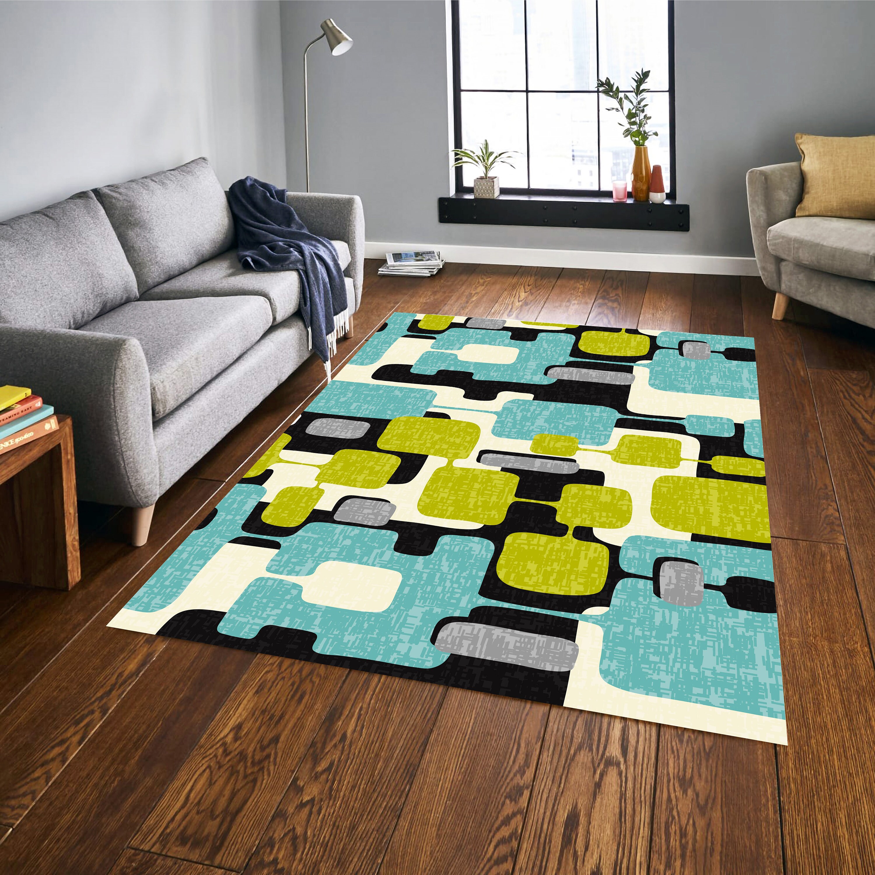ラグ 51/120 1950&#39;s ViNTAGE SMALL RUG Amazon.com: PeeNoke 50s Mid Century Modern Vintage Retro