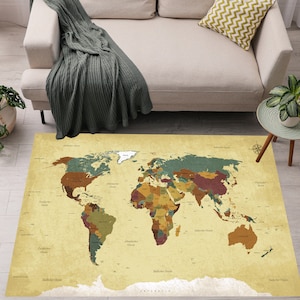 Tapis de sol antidérapant, Moquette 3D, Tapis carte du monde 3D, Tapis imperméable de sol de salle de bain, Tapis de chambre, Moquette de cuisine amovible de qualité, Tapis de sol pour cartes