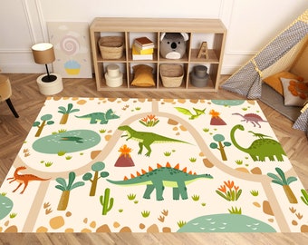 Nursery Rug,Dinosaur Area Rugs, Children's Play Mat, Dinosaur Park Theme Rug, Kids Room Play Mat,Tyrannosaurus Play Rug,Triceratops Play Mat
