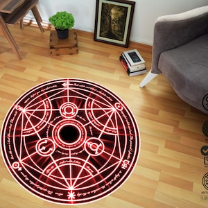 Full Metal Transmutation Rug, Japanese Anime Manga, Anime Rug, FMA Transmutation, Unisex, Transmutation Circle, Alchemist Rug, Non-Slip Rug