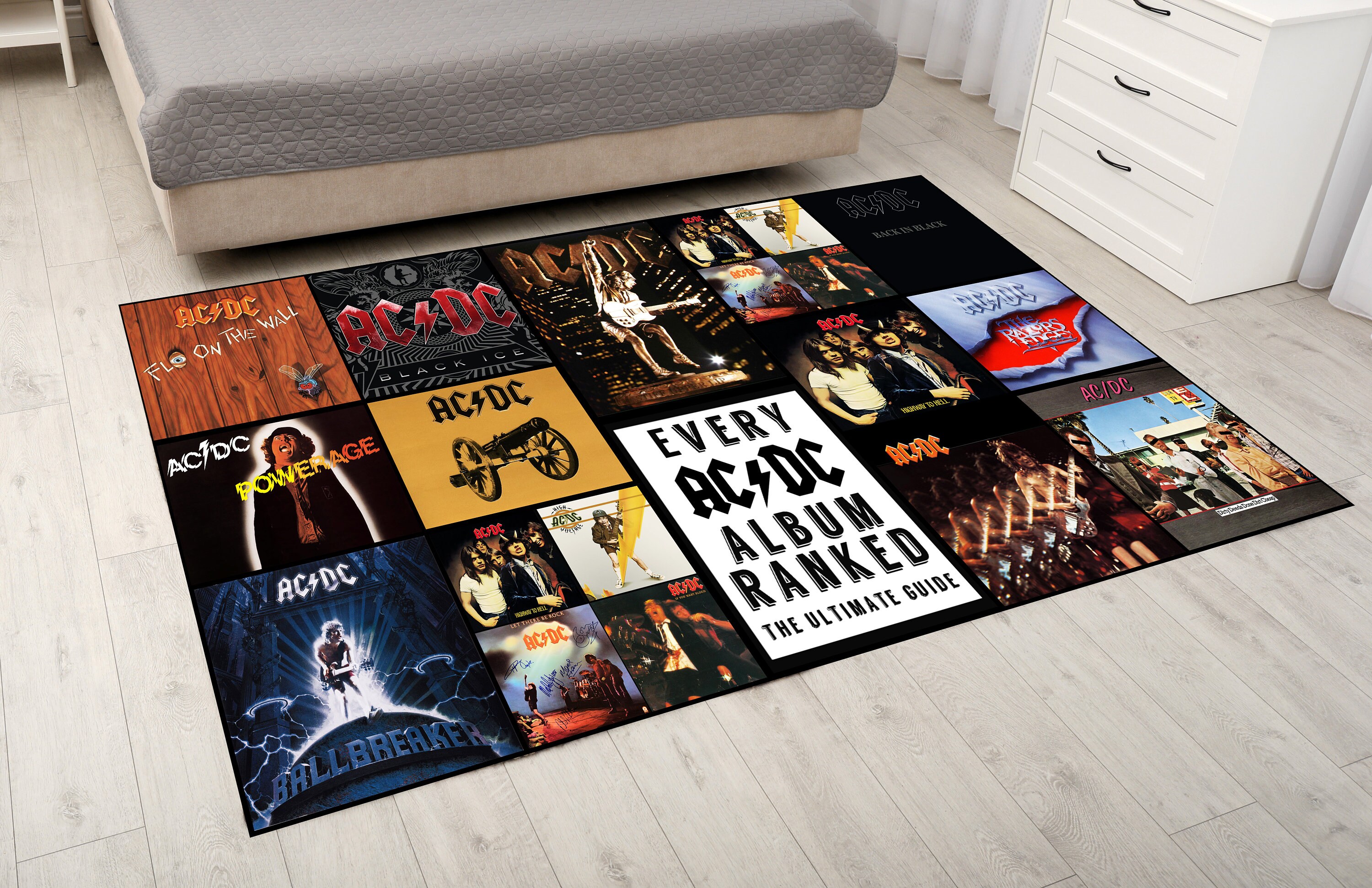 AC DC Rug, Album Covers Patterned Rug, Music Room, ACDC, Rock and Roll ...