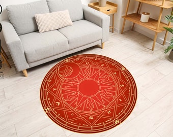 Sakura Pattern Round, Magic Circle Drawing, Magic Circle, Magic, Symmetry, Sphere, Sakura, Sakura Rug, Popular Rug, Themed Rug, Ethnic Rug