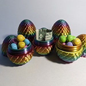 5 Pack Dragon Egg Easter Eggs - 3D Printed with Rainbow Filament - Eggs Screw Together