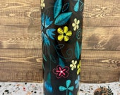 Flower Fiesta Embroidery Style Like Matte Tumbler Fiesta Matte Tumbler Embroidery Style Folk Art Tumbler