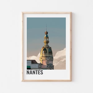 CARTEL DE NANTES, Cartel decorativo de una puesta de sol en la torre Lu de la ciudad de Nantes, Cartel de Nantes