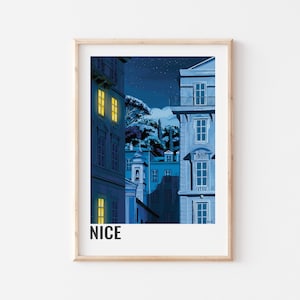 NICE POSTER - Decorative poster of old Nice - Place Charles Felix in Nice - Old town poster - Old - Niçois - Nice at night -
