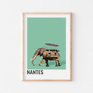 CARTEL DE NANTES, Cartel decorativo del gran elefante de Las Máquinas de la Isla, Historia industrial de Nantes, Julio Verne