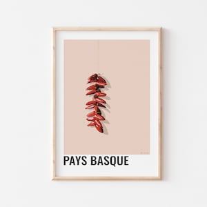 BASQUE COUNTRY POSTER, Basque poster, Basque pepper, Espelette pepper, Ezpeletako biperra, Food poster, France poster