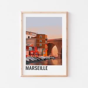 AFFICHE MARSEILLE, Affiche décorative du coucher de soleil au Vallon des Auffes, , Poster Port de Marseille