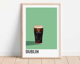 DUBLIN POSTER, Dublin Beer Decorative Poster, Irish Beer, Ireland Souvenir, Comic Book Art, Guinness Drawing