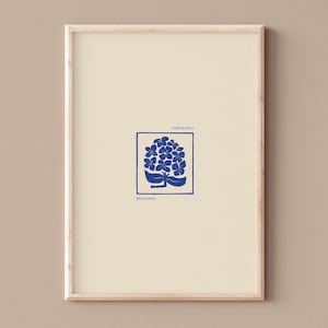 CARTEL DE BRETAÑA, Póster decorativo minimalista en estilo linograbado, HORTENSIA HERMIN, Kouign Amann, faro, langosta azul, mar de Bretaña