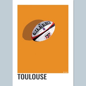 AFFICHE TOULOUSE, Affiche décoratives du stade toulousain, Poster du club de rugby Toulouse, Illustration de ballon de rugby de Toulouse image 2