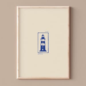 CARTEL DE BRETAÑA, Póster decorativo minimalista en estilo linograbado, HERMINE, kouign amann, hortensia, faro, langosta azul, mar de Bretaña