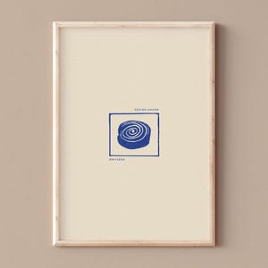 CARTEL DE BRETAÑA, Póster decorativo minimalista en estilo linograbado, KOUIGNAMANN armiño, hortensia, faro, langosta azul, mar de Bretaña