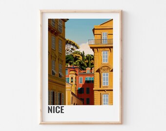 AFFICHE NICE - Affiche décorative du vieux-Nice - Place Charles Felix à Nice - Poster vieille ville - le Vieux - Niçois