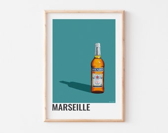 MARSEILLE POSTER, RICARD poster, Marseille patsis, Marseille home decoration Marseille city poster, Marseille alcohol poster
