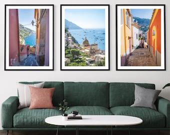Positano Drucke 3er Set | Italien Fotografie Wall Art | Amalfiküste Reiseposter