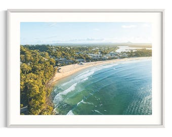 Noosa Heads Druck | Luftbild Strand Fotografie Wandkunst | Sunshine Coast Küsten Dekor