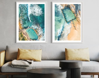 Bronte Baths and Coogee Rockpool Set of 2 Prints | Sydney Coastal Photography