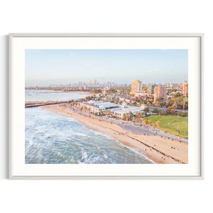 St Kilda Beach Print | Melbourne Aerial Photography | Coastal Wall Art | Australia Beach Decor