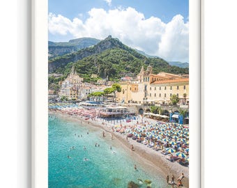 Amalfi Print | Italian Beach Photography | Coastal Umbrellas Poster