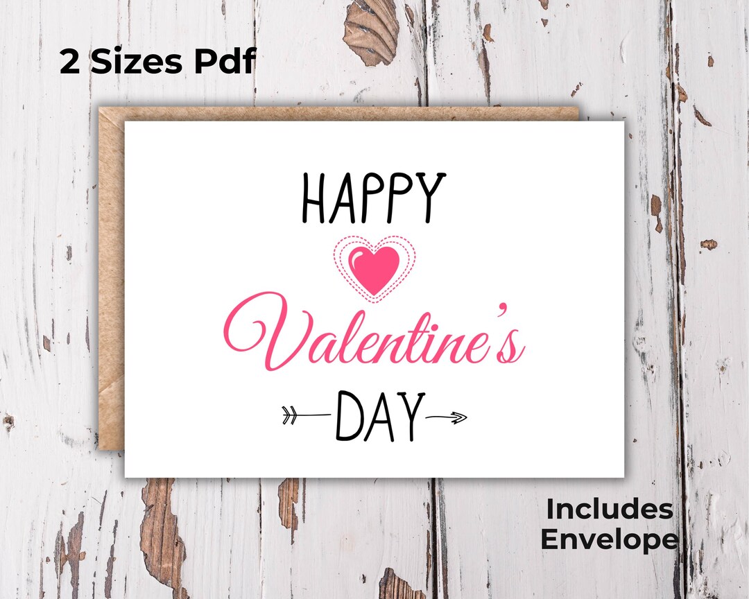 Infinity V Bone Saint Valentin ver.カード＆ Minimal Heart Valentine Card, Pink Handwritten Style, Digital PDF