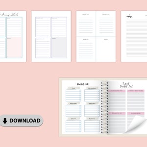 Bucket List Journal, Travel & Life Goals Planner, Digital PDF, US Letter A4 A5 Classic image 7