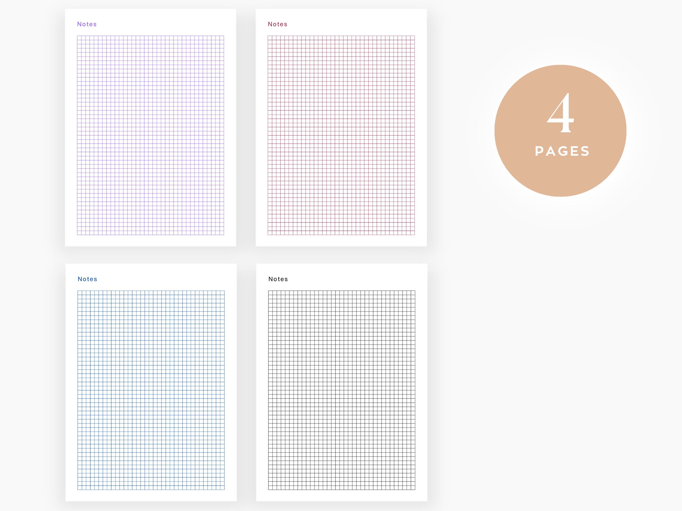 Colored Graph Paper, Note Sheets Printable, Digital PDF, US Letter A4 ...