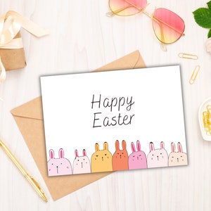 Osterkarte zum Ausdrucken, süße Osterhase Grußkarte, Osterkarte Set und DIY Umschlag Vorlage, Digitale Osterkarte, Sofort Download PDF