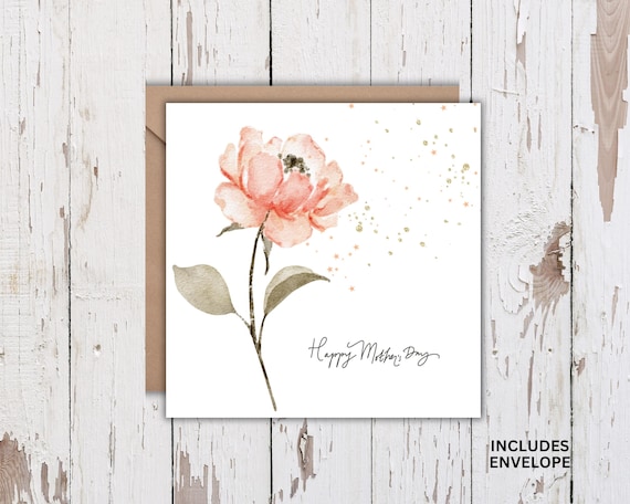 Mothers Day Card Floral Square, Printable Mom Card, Digital PDF, 5x5