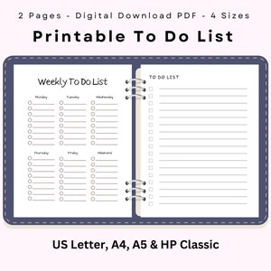 Lista de tareas imprimible, lista de tareas digital, lista de tareas minimalista, plantilla de lista de tareas, Goodnotes Notability, tamaño carta (A4/A5), PDF instantáneo