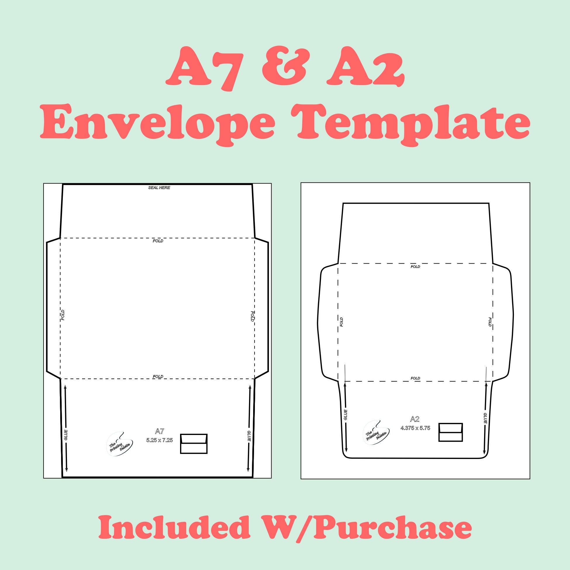 Printable Envelope Template A7 5 X 7 for Greeting Cards Etsy UK