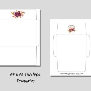 Fall floral envelope templates. DIY digital download for autumn stationery and seasonal letter writing.
