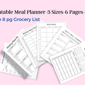 Digital Meal Planner PDF, Weekly Meal Tracker Template, Blank Food Log, Goodnotes Planner, Printable Meal Planning Pages