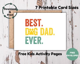 Best Dog Dad Ever Card, Father’s Day Greeting Card From Dog, Digital PDF