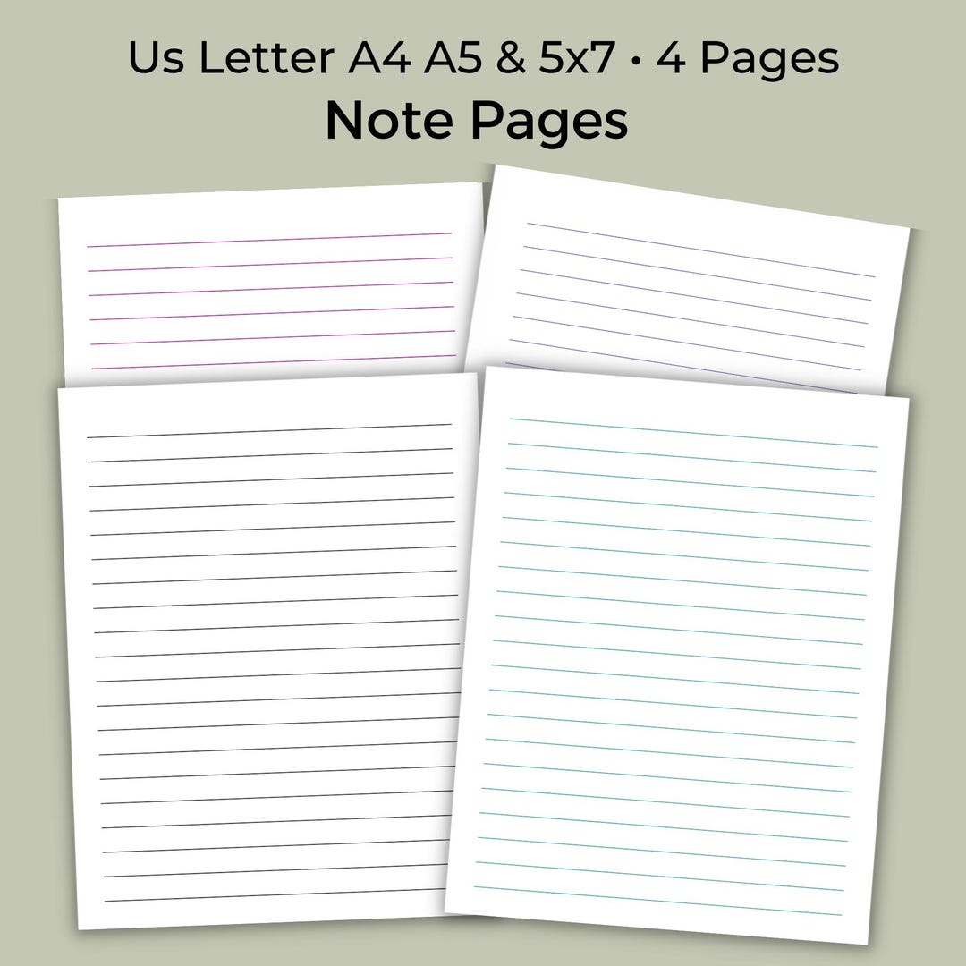 Note Paper For Letters Lined Stationery, Printable Note Paper, Writing Pages, Digital PDF, US ...