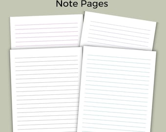 Lined Stationery, Printable Note Paper, Writing Pages, Digital PDF, US Letter A4 A5