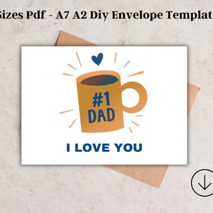 Lustige Kaffeetasse Karte, #1 Papa Digitale Karte, druckbare Karte, Vatertagskarte, Ich liebe dich Papa Karte, lustige Kaffeetasse, Sofort Download PDF