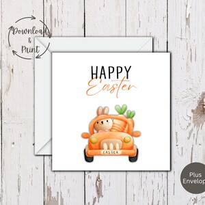 Osterkarten für Kinder zum Ausdrucken, Hase Design Karte, Frohe Ostern quadratische Karten, Digitale Osterkarten Vorlage, Sofort Download PDF