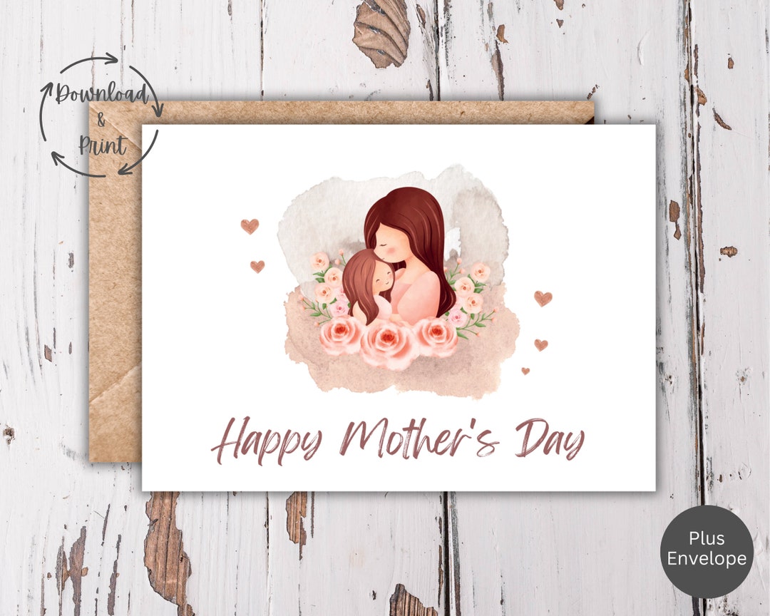 Floral Mother's Day Card Watercolor Design, Digital PDF File, 5x7 - Etsy