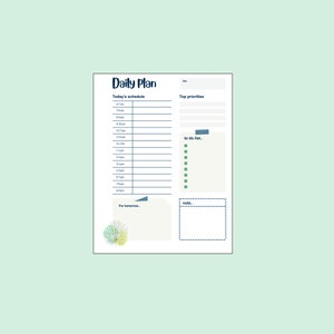 Daily Planner Digital, Daily Planner Printable, Daily Planner Template, To Do List, Day Planner, US Letter A4, Instant Download PDF