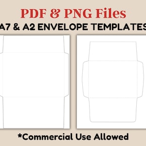 A7 & A2 Envelope Template Bundle, Printable Envelope PDF and PNG Files, Card Envelope Templates, Commercial Use, Instant Download