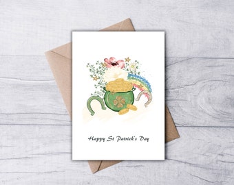 Happy St Patrick's Day Printable Card, St Patricks Day Greeting Cards, Saint Paddys Day Card, Greeting Card Template, Instant Download PDF