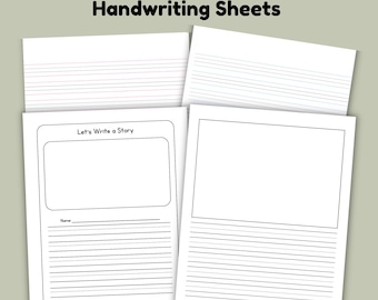 Kids Story Box Writing, fogli di esercizi di scrittura a mano stampabili, PDF digitale, formato lettera USA A4 A5 HP Classic
