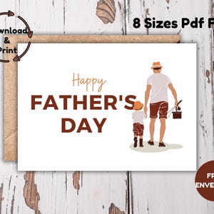 Cartão de pesca para pai e filho, cartão para impressão do Dia dos Pais, cartão sentimental para pai, cartão ao ar livre para pai, download instantâneo em PDF