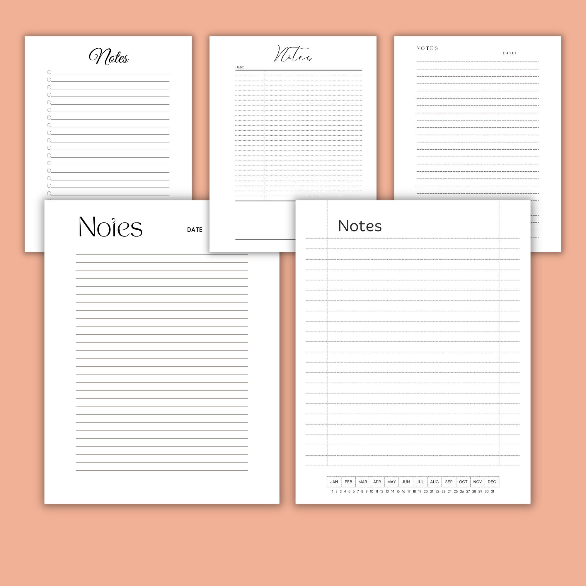 Lined Notes Page Printable, Note Taking Template, Lined Notes Writing ...