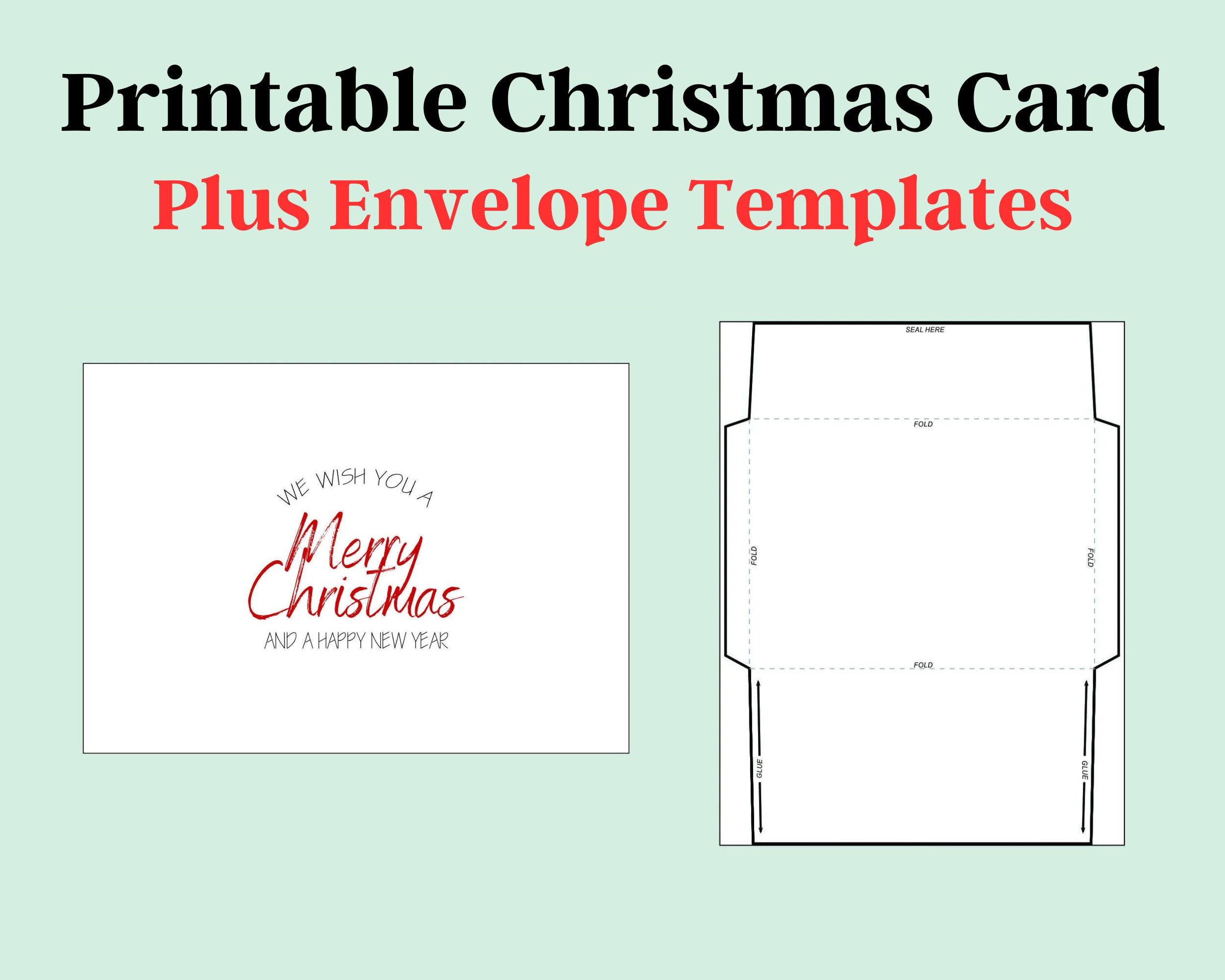 Printable Christmas Card, Minimalist Greeting Card, Merry Christmas 5 X ...