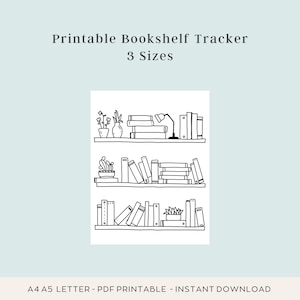 Registro de lectura imprimible, libro para estantería, libro para leer, reto de lectura, tamaño carta (A4/A5), descarga digital en PDF.