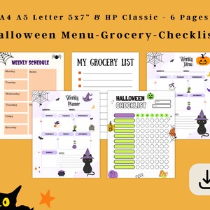 Halloween Planner Printable, Weekly Meal Planner, Halloween Checklist PDF, Grocery List Insert, Fall Organizer, Instant Download